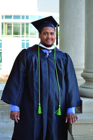 Aldontae Guess during the 2019 spring commencement at Winona.