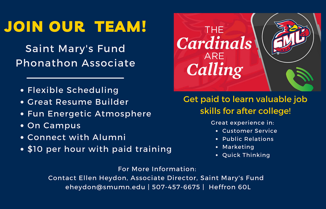 Saint Mary’s Fund looking to hire student engagement officers