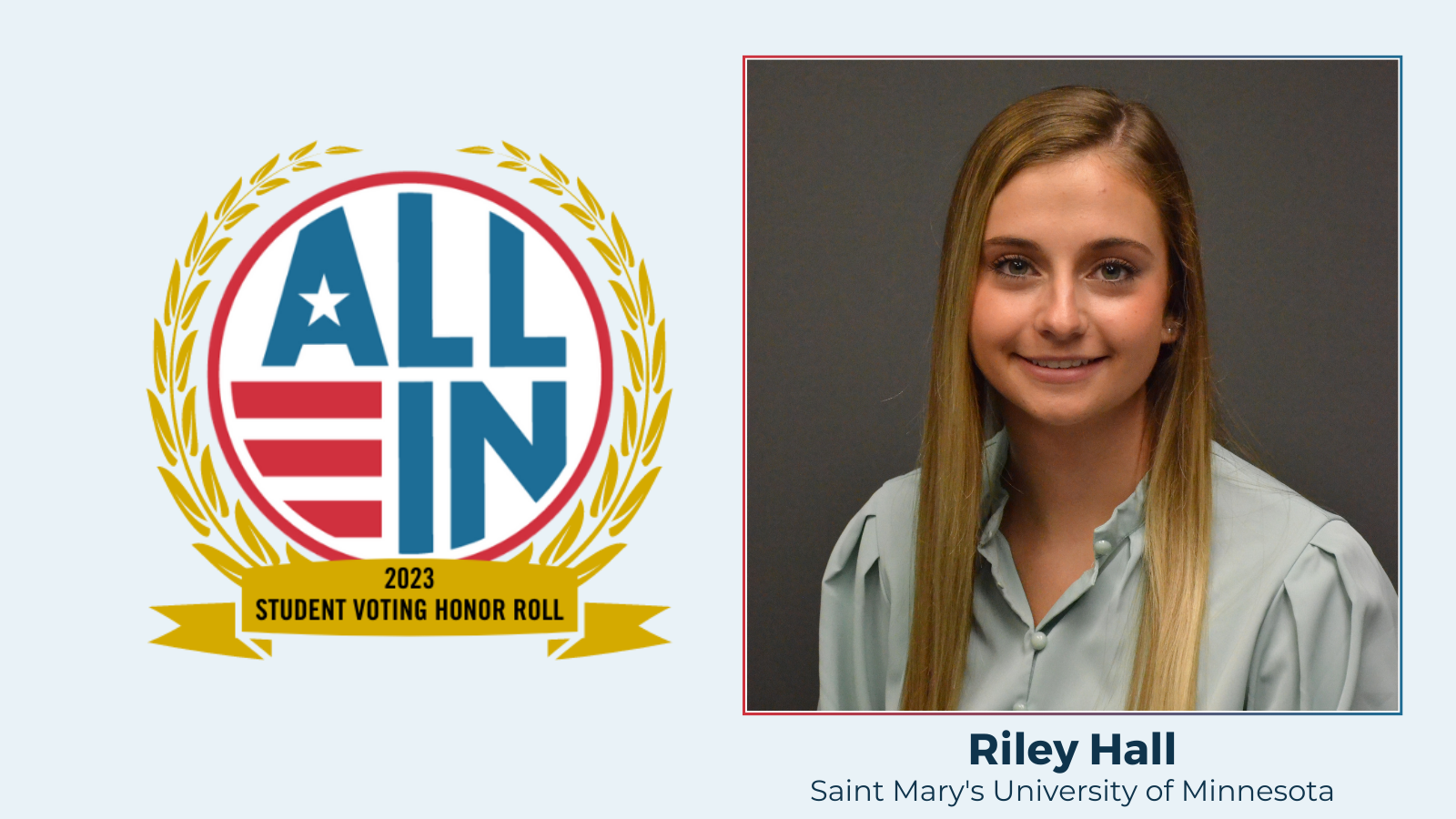 Hall recognized on 2023 ALL IN Student Voting Honor Roll