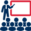 icon of someone presenting to a crowd of people